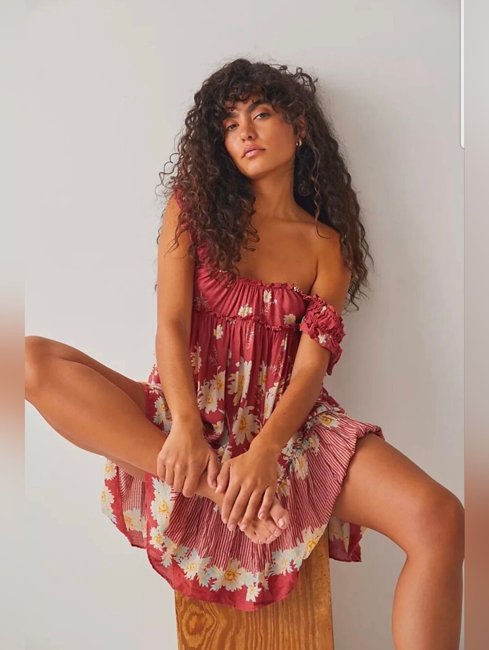 We The Free XS Bali Wild Daisy Mini Dress Mini Babydoll Dress Boho Chic Festival